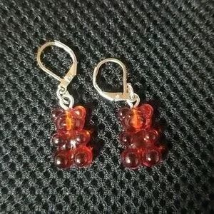 Handmade Red Gummy Bear Earrings